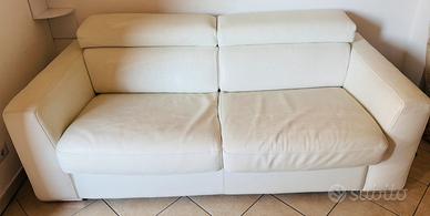 Divano letto matrimoniale in vera pelle bianca