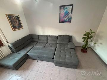 DIVANO LETTO DOPPIO ANGOLO CON POUF CONTENITORE 