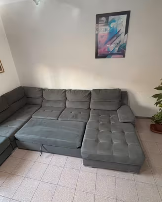 DIVANO LETTO DOPPIO ANGOLO CON POUF CONTENITORE 