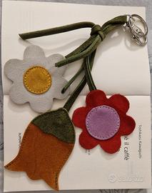 portachiavi fiori pelle scamosciata donna vintage