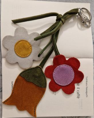 portachiavi fiori pelle scamosciata donna vintage