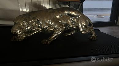 Statua Pantera Vintage Metallo Dorato