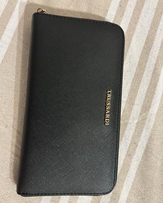 Portafoglio Trussardi nero grande con zip