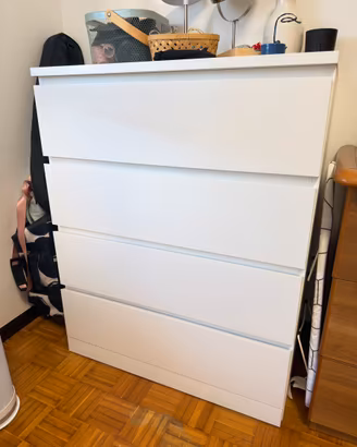 IKEA MALM cassettiera bianca 4 cassetti