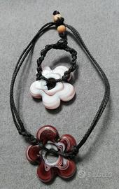 Set collana, braccialetti e anello in vetro