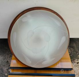 Plafoniera in legno e vetro