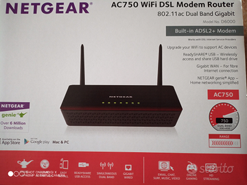 Switch Router WiFi Netgear D6000 AC750