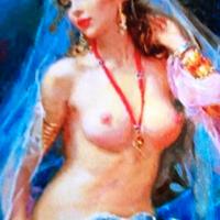 DPINTO OLIO SU TELA  30 X 40 INES SEDUTA SENI NUDI