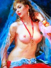 DPINTO OLIO SU TELA  30 X 40 INES SEDUTA SENI NUDI