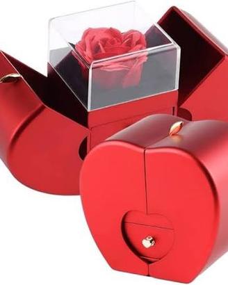 Scatola portagioie a forma di mela con rosa cuori