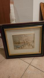 Quadro con lastra a sbalzo in argento laminato