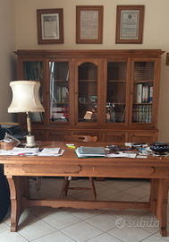 Libreria + scrivania noce fatti a mano