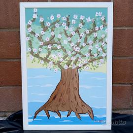 Quadro decorativo albero fiorito
