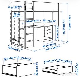 Letto e scrivania IKEA SMASTAD