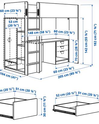 Letto e scrivania IKEA SMASTAD