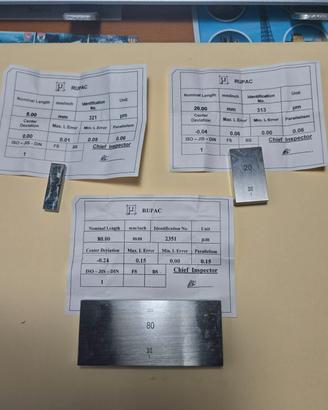 Misura certificati tre dimensioni 5 - 20 - 80 mm