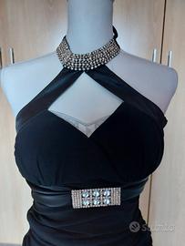 abito elegante nero Criocon strass taglia 42