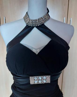 abito elegante nero Criocon strass taglia 42