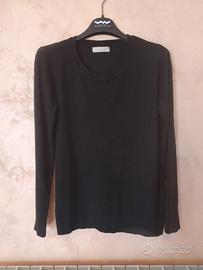 Maglia nera da donna a maniche lunghe con strass