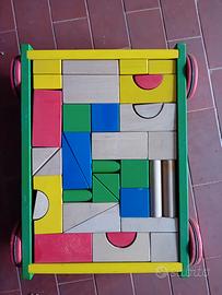carretto gioco legno trainabile 
