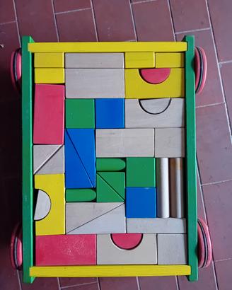 carretto gioco legno trainabile 