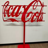 insegna Coca-Cola con piantana in metallo 