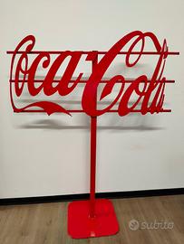 insegna Coca-Cola con piantana in metallo 