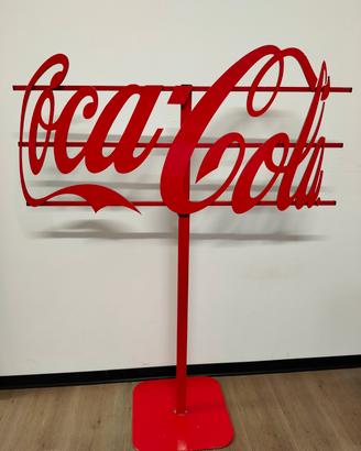 insegna Coca-Cola con piantana in metallo 