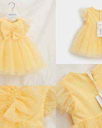 Monnalisa abito in tulle seta farfalla giallo