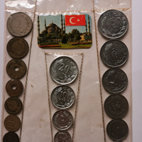 Serie di 19 monete della Turchia 1942-1981 in blis