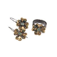 ORECCHINI E ANELLO STILE ANTICO CON SMERALDI