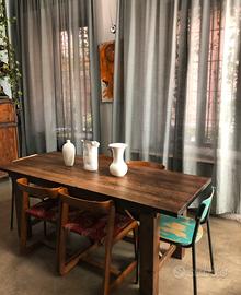 Tavolo artigianale legno massello stile Industrial