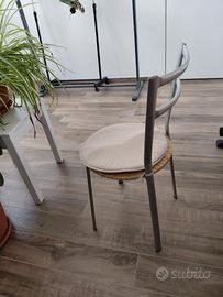 4 sedie cucina alluminio/ paglia