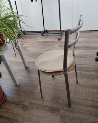 4 sedie cucina alluminio/ paglia