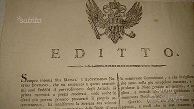 Raro editto originale Veneziano 1802