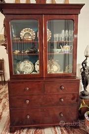 Libreria secretaire in mogano, antico vittoriano