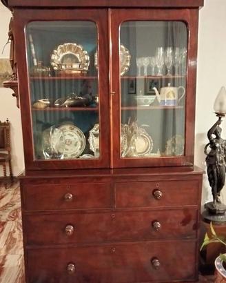 Libreria secretaire in mogano, antico vittoriano