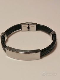 Bracciale accaio e cuoio. 