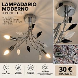 💡 Lampadario moderno 3 luci cromato