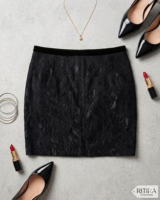 Gonna Zara pizzo nera chic vita velluto taglia M