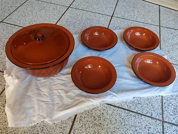 pentola e ciotole di terracotta