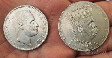 Coppia monete 5 lire regno 1901 Eritrea 1891