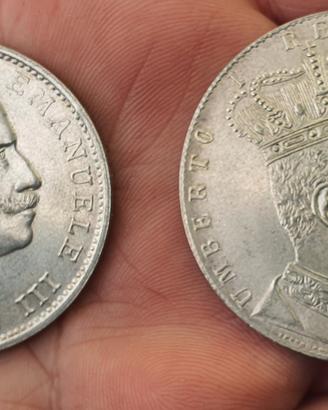 Coppia monete 5 lire regno 1901 Eritrea 1891