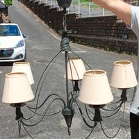Lampadario UNO PIÙ in ferro battuto artigianale 