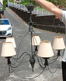 Lampadario UNO PIÙ in ferro battuto artigianale 