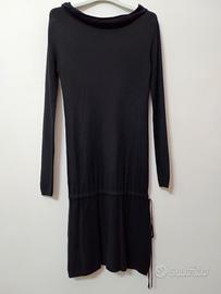 Abito longuette nero maniche lunghe