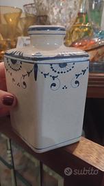 coppia barattolo bottiglia vaso ceramica blu