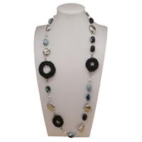 collana lunga pietre nere perle argento boho