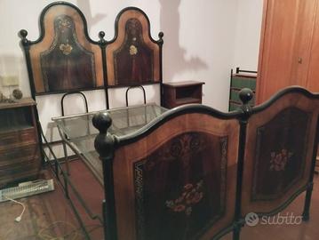 letto due piazze in ferro battuto con rete nuova