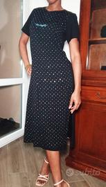 Vestito nero Happiness con strass e spacco